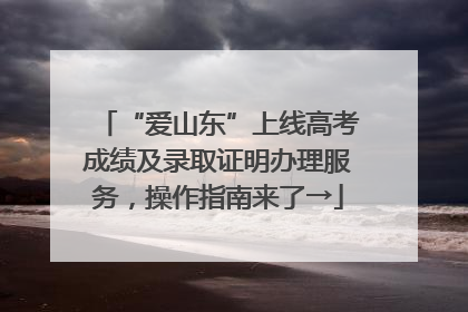 “爱山东”上线高考成绩及录取证明办理服务，操作指南来了→