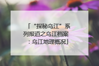 “探秘乌江”系列报道之乌江档案：乌江地理概况