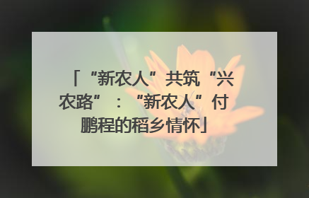 “新农人”共筑“兴农路”：“新农人”付鹏程的稻乡情怀
