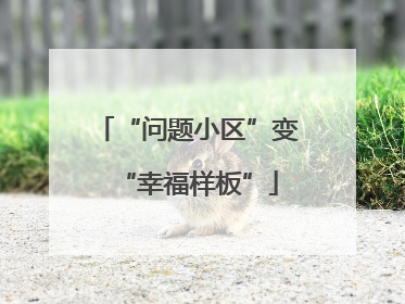 “问题小区”变“幸福样板”