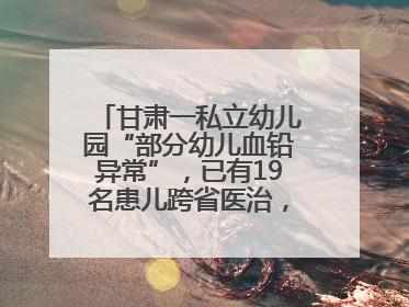 甘肃一私立幼儿园“部分幼儿血铅异常”，已有19名患儿跨省医治，家长发声：以为孩子出问题，没想过会与学校有关