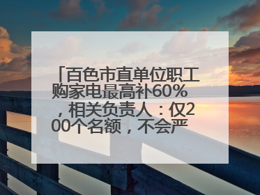 百色市直单位职工购家电最高补60％，相关负责人：仅200个名额，不会严格筛查身份