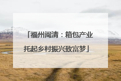 福州闽清：箱包产业托起乡村振兴致富梦