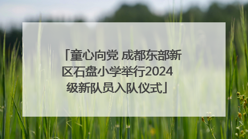 童心向党 成都东部新区石盘小学举行2024级新队员入队仪式