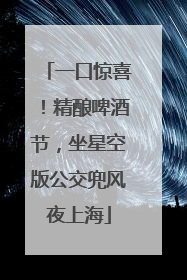 一口惊喜！精酿啤酒节，坐星空版公交兜风夜上海