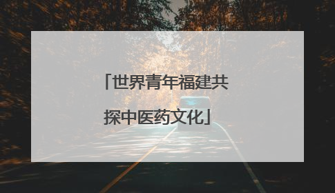 世界青年福建共探中医药文化