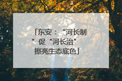 东安：“河长制”促“河长治” 擦亮生态底色