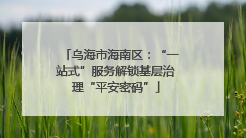 乌海市海南区：“一站式”服务解锁基层治理“平安密码”