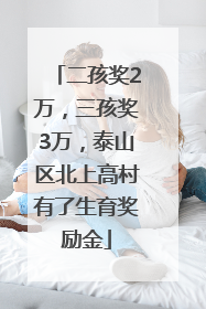 二孩奖2万，三孩奖3万，泰山区北上高村有了生育奖励金