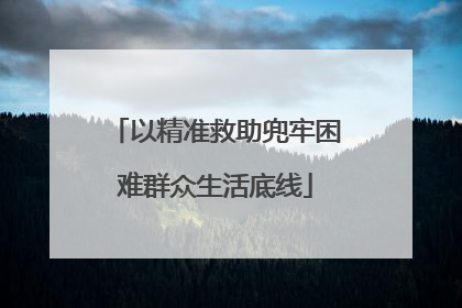 以精准救助兜牢困难群众生活底线