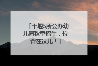 十堰5所公办幼儿园秋季招生，位置在这儿！