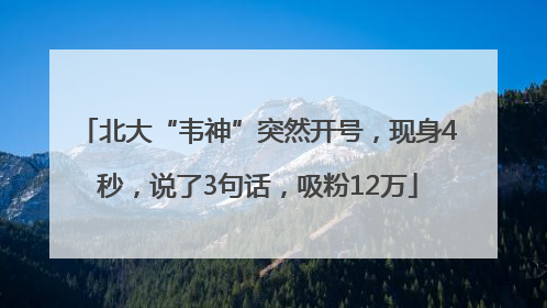北大“韦神”突然开号，现身4秒，说了3句话，吸粉12万