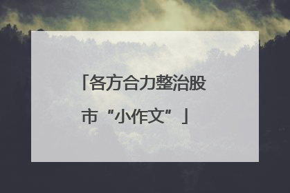 各方合力整治股市“小作文”