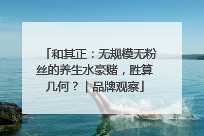和其正：无规模无粉丝的养生水豪赌，胜算几何？｜品牌观察
