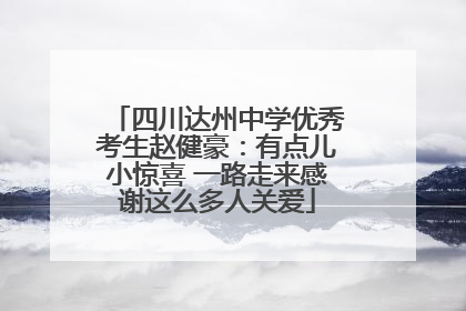 四川达州中学优秀考生赵健豪：有点儿小惊喜 一路走来感谢这么多人关爱