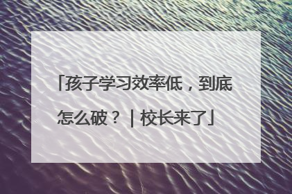孩子学习效率低，到底怎么破？｜校长来了
