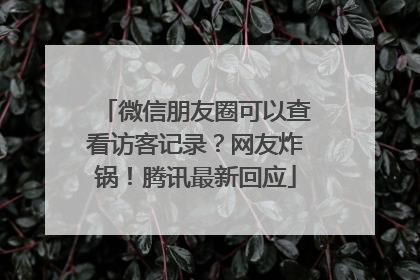 微信朋友圈可以查看访客记录？网友炸锅！腾讯最新回应