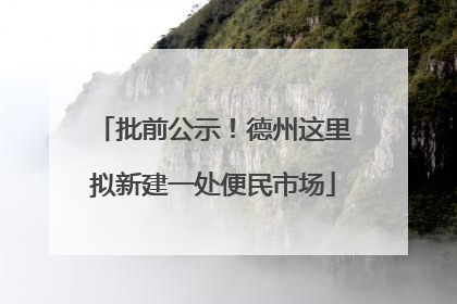 批前公示！德州这里拟新建一处便民市场