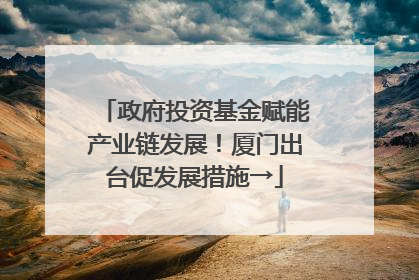 政府投资基金赋能产业链发展！厦门出台促发展措施→