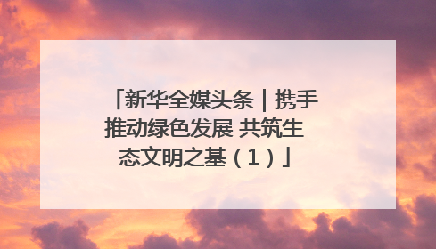 新华全媒头条｜携手推动绿色发展 共筑生态文明之基（1）