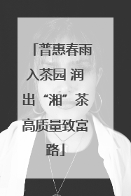 普惠春雨入茶园 润出“湘”茶高质量致富路