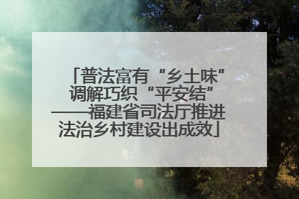 普法富有“乡土味” 调解巧织“平安结”——福建省司法厅推进法治乡村建设出成效