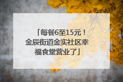 每餐6至15元！金辰街道金实社区幸福食堂营业了