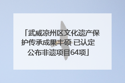 武威凉州区文化遗产保护传承成果丰硕 已认定公布非遗项目64项