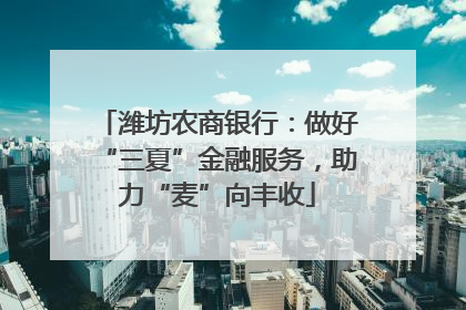 潍坊农商银行：做好“三夏”金融服务，助力“麦”向丰收
