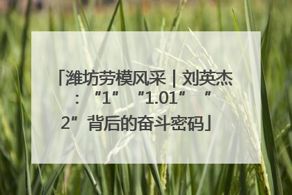 潍坊劳模风采｜刘英杰：“1”“1.01”“2”背后的奋斗密码