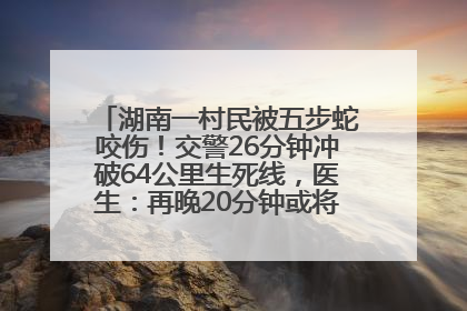 湖南一村民被五步蛇咬伤！交警26分钟冲破64公里生死线，医生：再晚20分钟或将呼吸肌麻痹