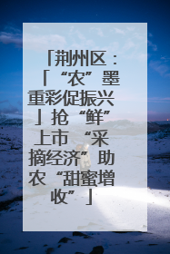 荆州区：「“农”墨重彩促振兴」抢“鲜”上市 “采摘经济”助农“甜蜜增收”