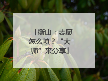衡山：志愿怎么填？“大师”来分享
