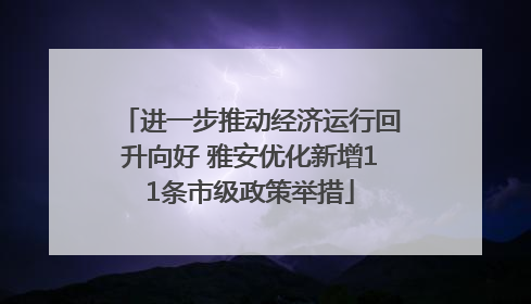 进一步推动经济运行回升向好 雅安优化新增11条市级政策举措