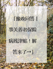 豫政问答丨事关养老保险病残津贴！解答来了→