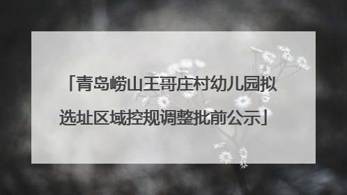 青岛崂山王哥庄村幼儿园拟选址区域控规调整批前公示