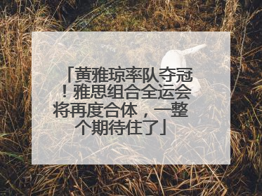 黄雅琼率队夺冠！雅思组合全运会将再度合体，一整个期待住了