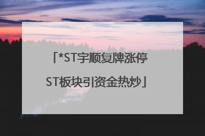 *ST宇顺复牌涨停 ST板块引资金热炒