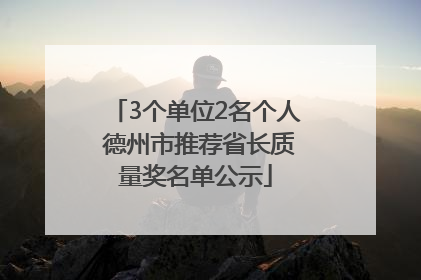 3个单位2名个人 德州市推荐省长质量奖名单公示