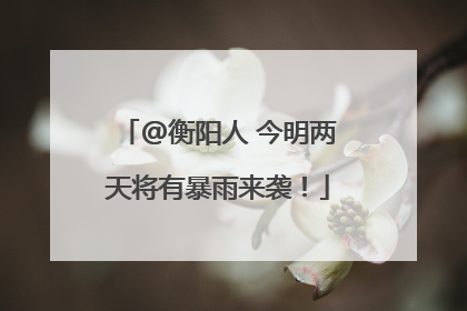 @衡阳人 今明两天将有暴雨来袭！