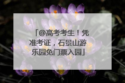 @高考考生！凭准考证，石景山游乐园免门票入园